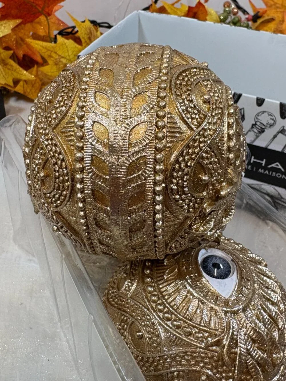 Halloween TAHARI Gold Decorative Spooky Eye Spheres Orbs Bowl Filler Set 3
